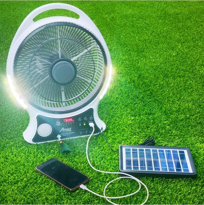 ABANICO RECARGABLE 14" SOLAR CON ALTAVOZ
