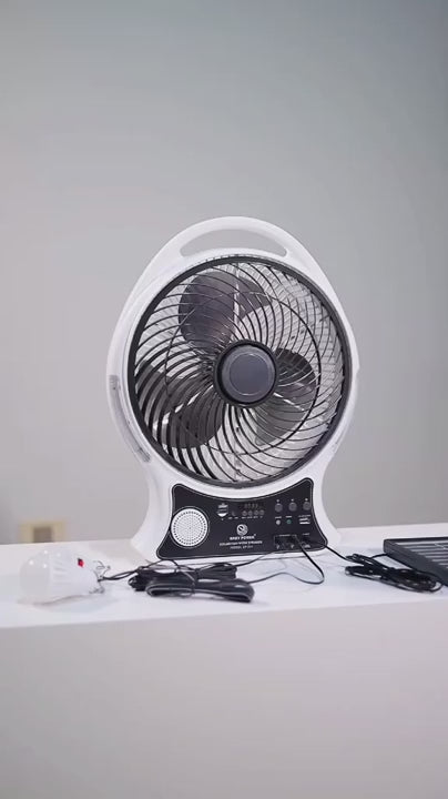 ABANICO RECARGABLE 14" SOLAR CON ALTAVOZ
